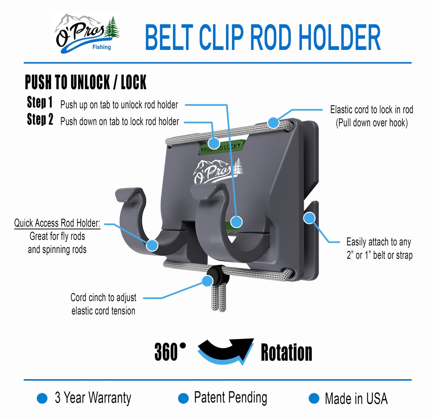 O'PROS Belt Clip Rod Holder